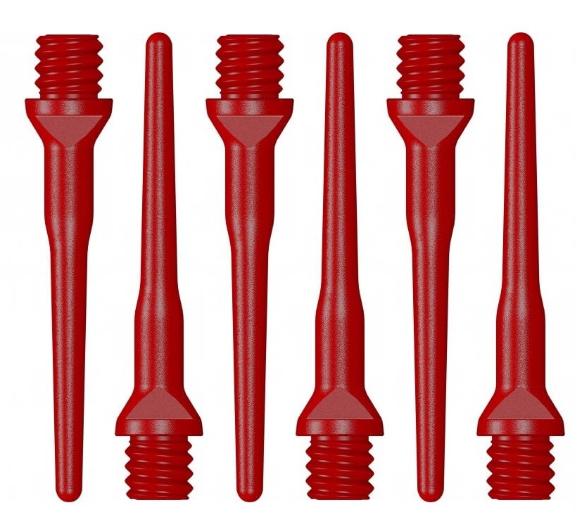 100 Tufflex 2BA Plastic 25mm Soft Tip Dart Points - Red