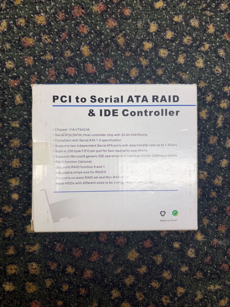 PCI SATA RAID Controller Card VIA VT6421A IDE + Serial ATA Adapter w/ Box