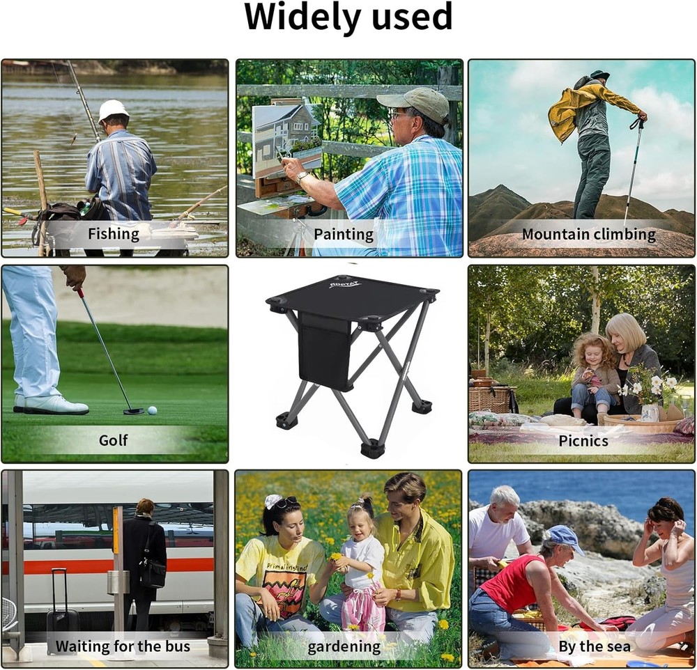 Roptat Camping Stool,Portable Folding Compact Lightweight Stool Seat Black