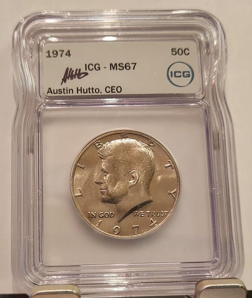1974 Kennedy Half Dollar – ICG MS 67 AUSTIN HUTTO SIGNED