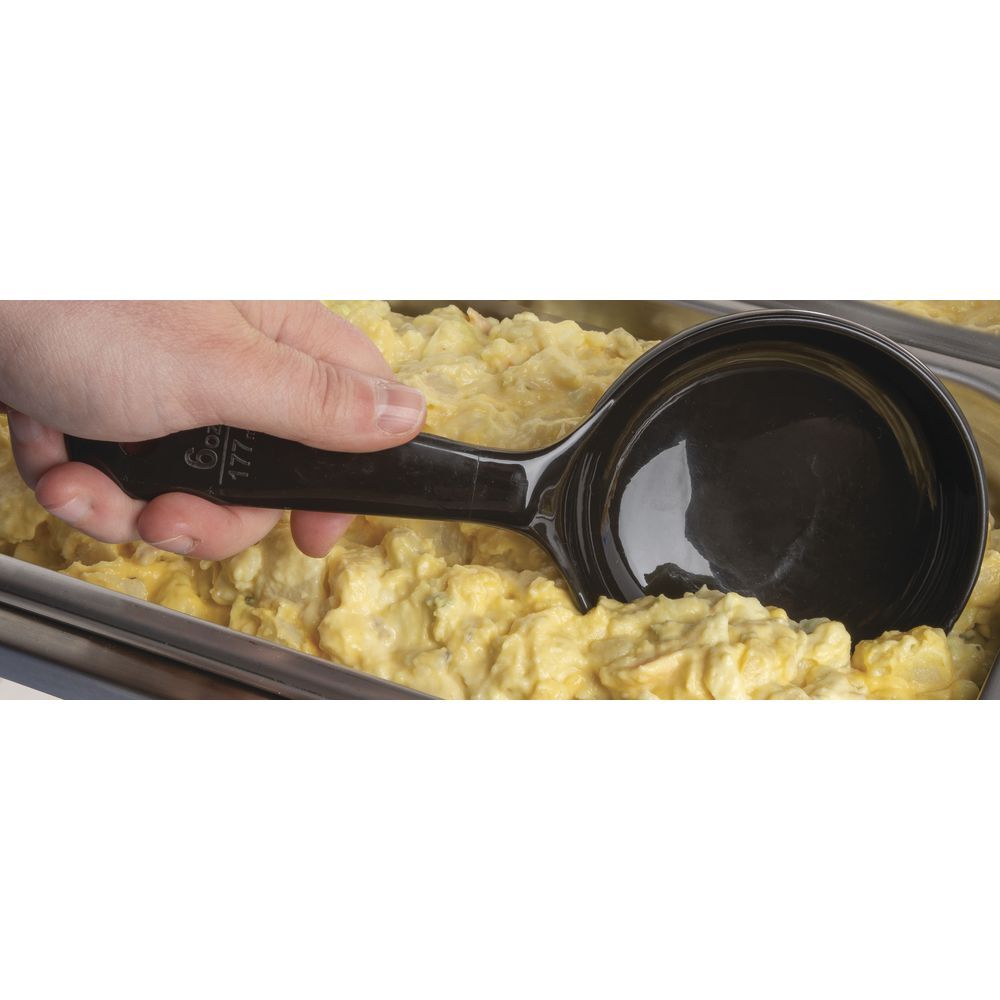 CFS 493003 Solid Short Handle Portion Control Spoon, 6 oz, Black