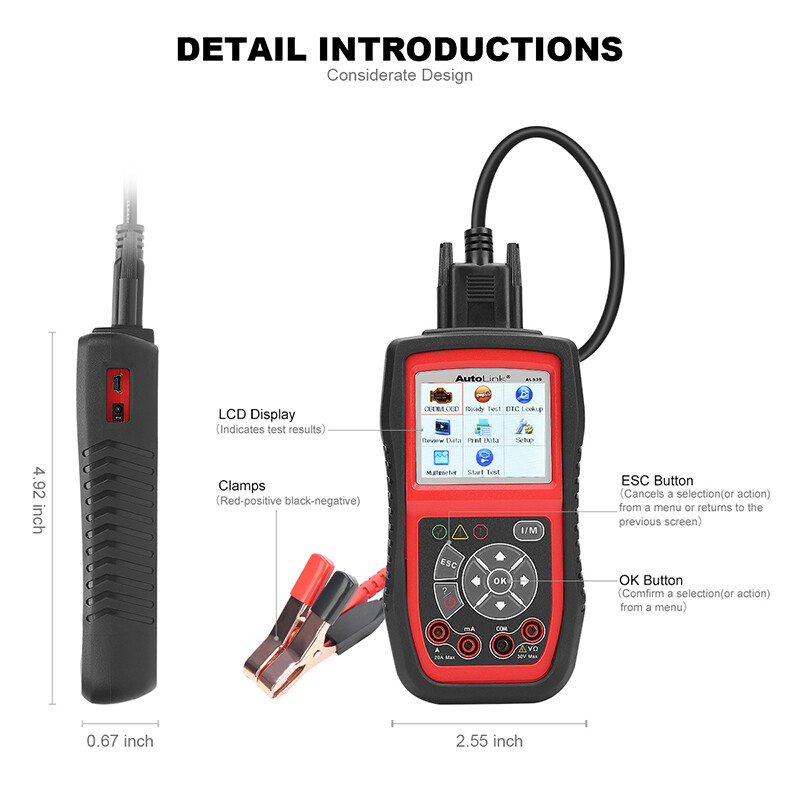 Autel AutoLink AL539B Battery Electrical Circuit Tester OBD2 Code Reader Scanner