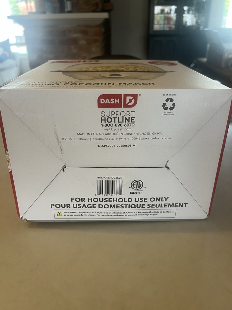 Dash 5 Quart SmartStore Stirring Popcorn Maker, Open Box