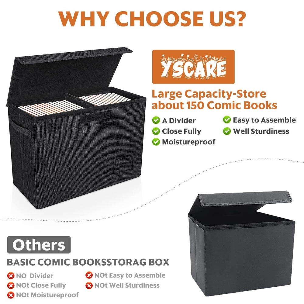 4-Pack Comic Book Storage, Collapsible Comic Book Case with Dividers and Carr...