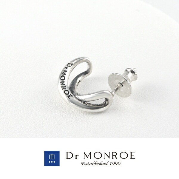 Dr MONROE Wave Cross Half Hoop Earring Single 925 Silver