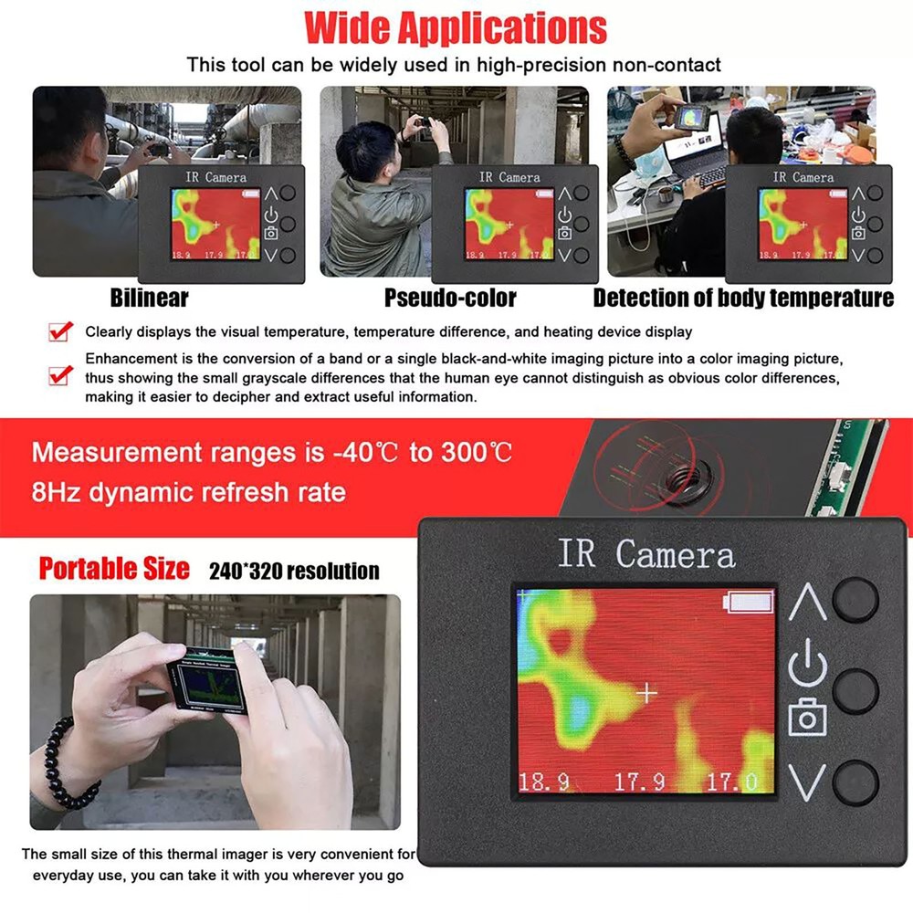 Compact Handheld Digital Infrared Thermal Temperature Imager Camera Heating