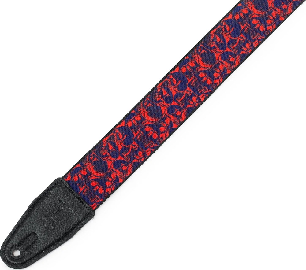 Polyester Guitar Strap - Purple and Red Skulls