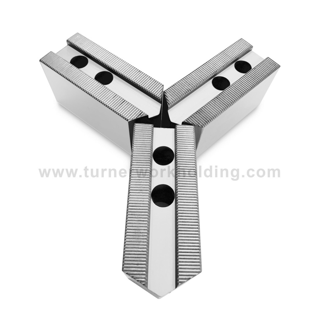 Soft Jaws (3 Pc) for 10" Kitagawa B-210,Samchully Chuck-4.0" ht,Aluminun,Pointed