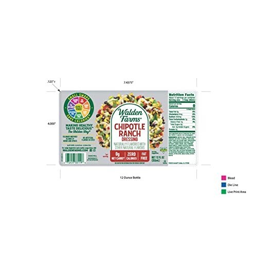 Chipotle Ranch Zero Calorie Dressing 2 Bottles NT.WT 12 Fl.Oz. (355mL) each.