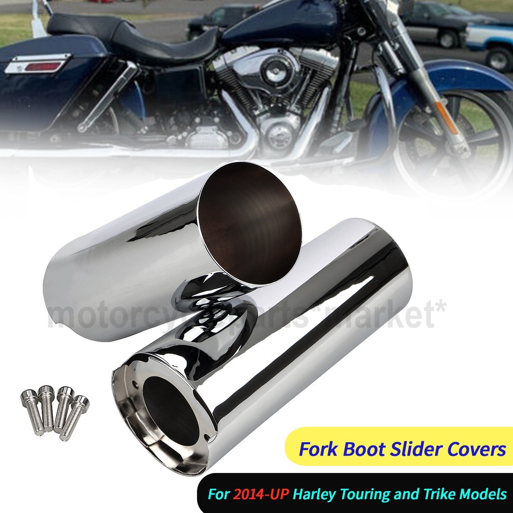 +2" Smooth Fork Slider Covers Boots For Harley Electra Road Glide FLHT FLHTCU