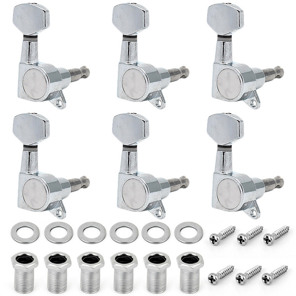 R Guitar String Inline Tuning Pegs Locking Tuners Keys Machine Heads Chrome USA