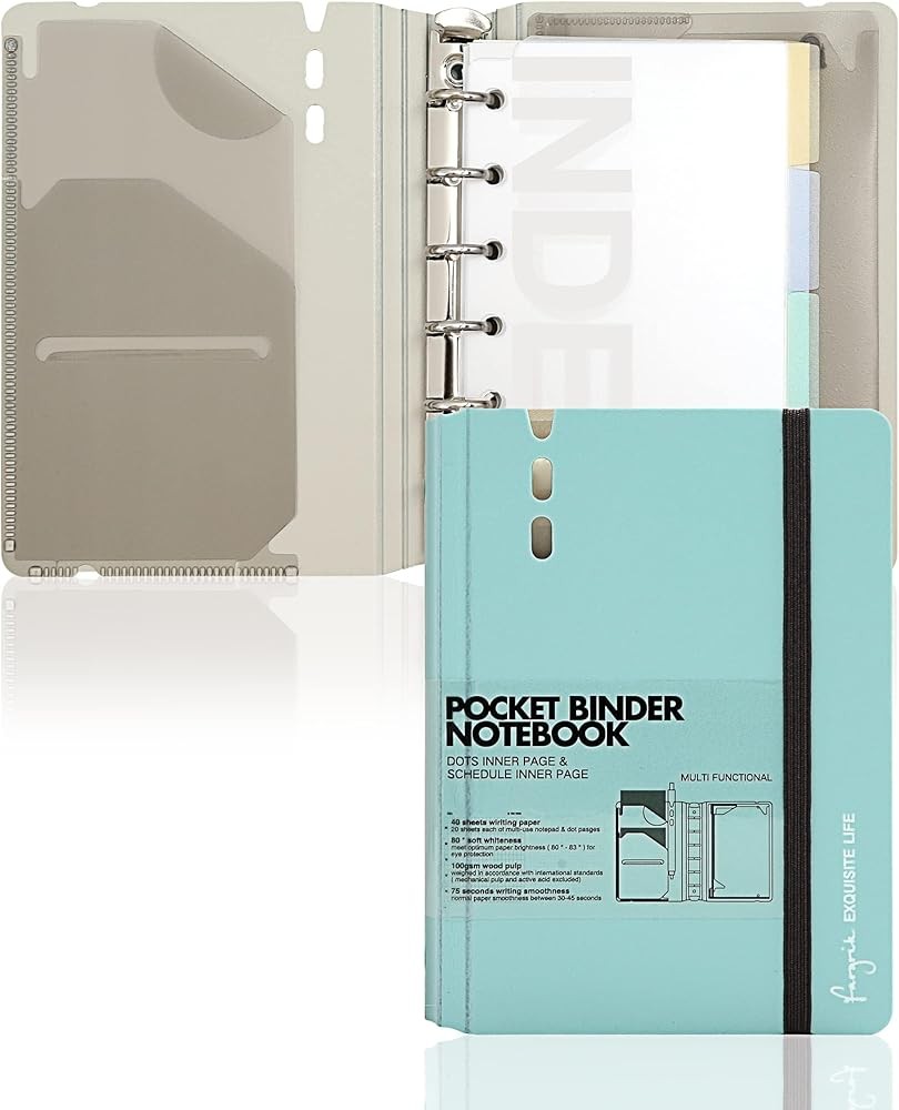 A7 Binder 6 Ring Notebook with Dividers Refillable Planner Binder