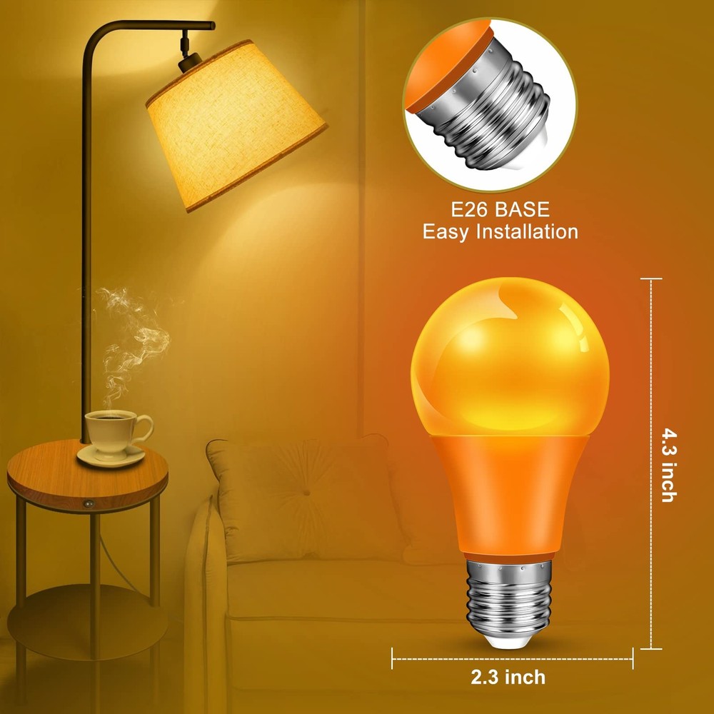 Orange Light Bulb Halloween Light Bulbs, 9W 60W Equivalent LED Colored Light