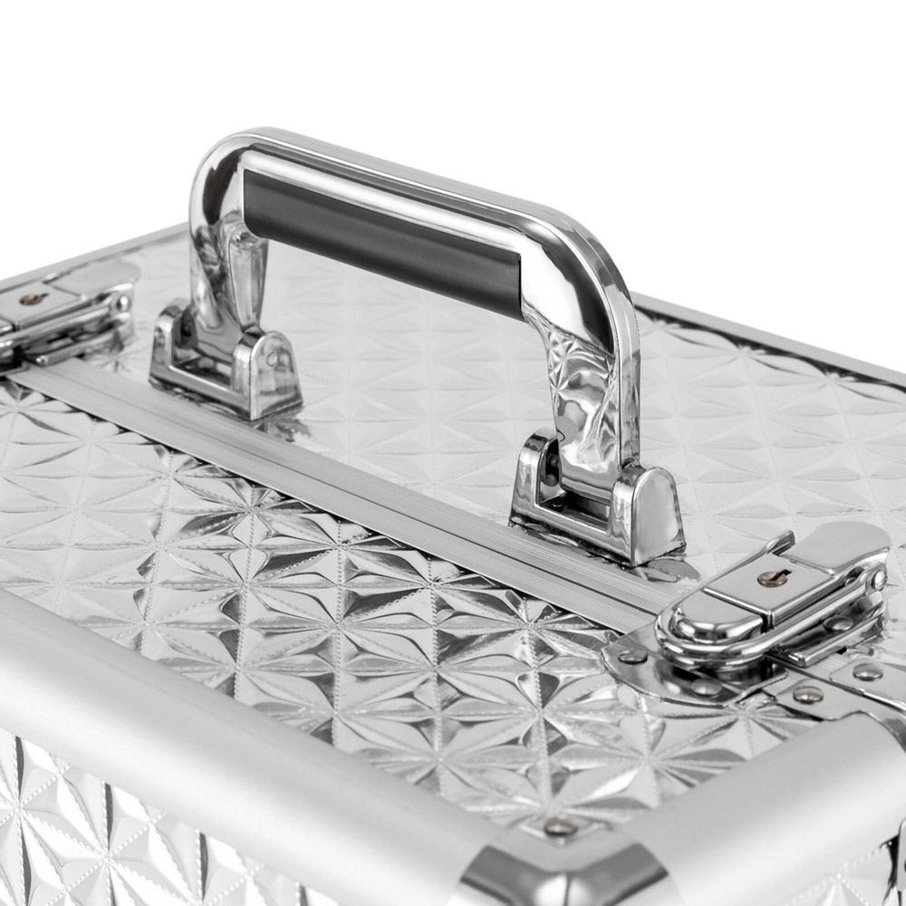 New Large Capacity Rolling Nail Case Wheeled Manicure Silver Makeup Train Box