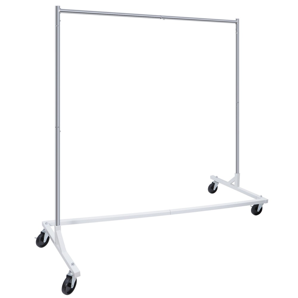 Z-Base Clothes Rack Garment Rack Rolling Storage Garment Shelf Silver Sturdy