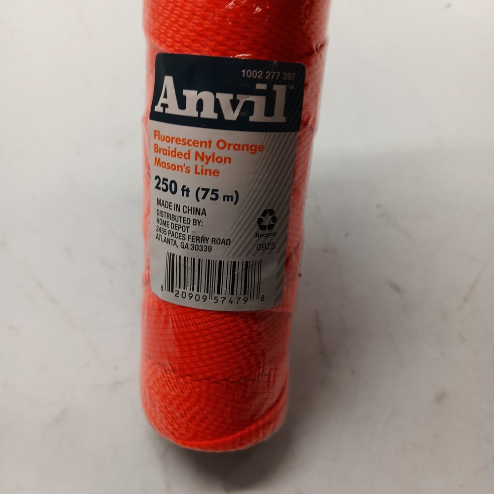 Anvil Mason Line Nylon String Orange Line, 250Ft Braided Twine String Masons