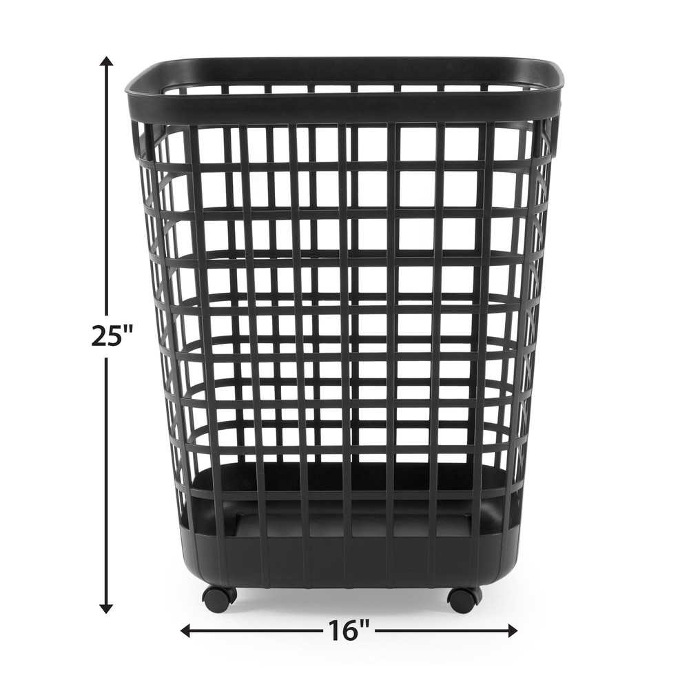 Mainstays 2.6 Bushel Rolling Hamper Black