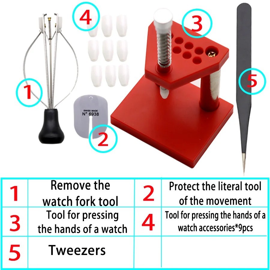 Watch Repair Tool Watch Hand Plunger Presser Puller Set Fitting Kit Watchmaker