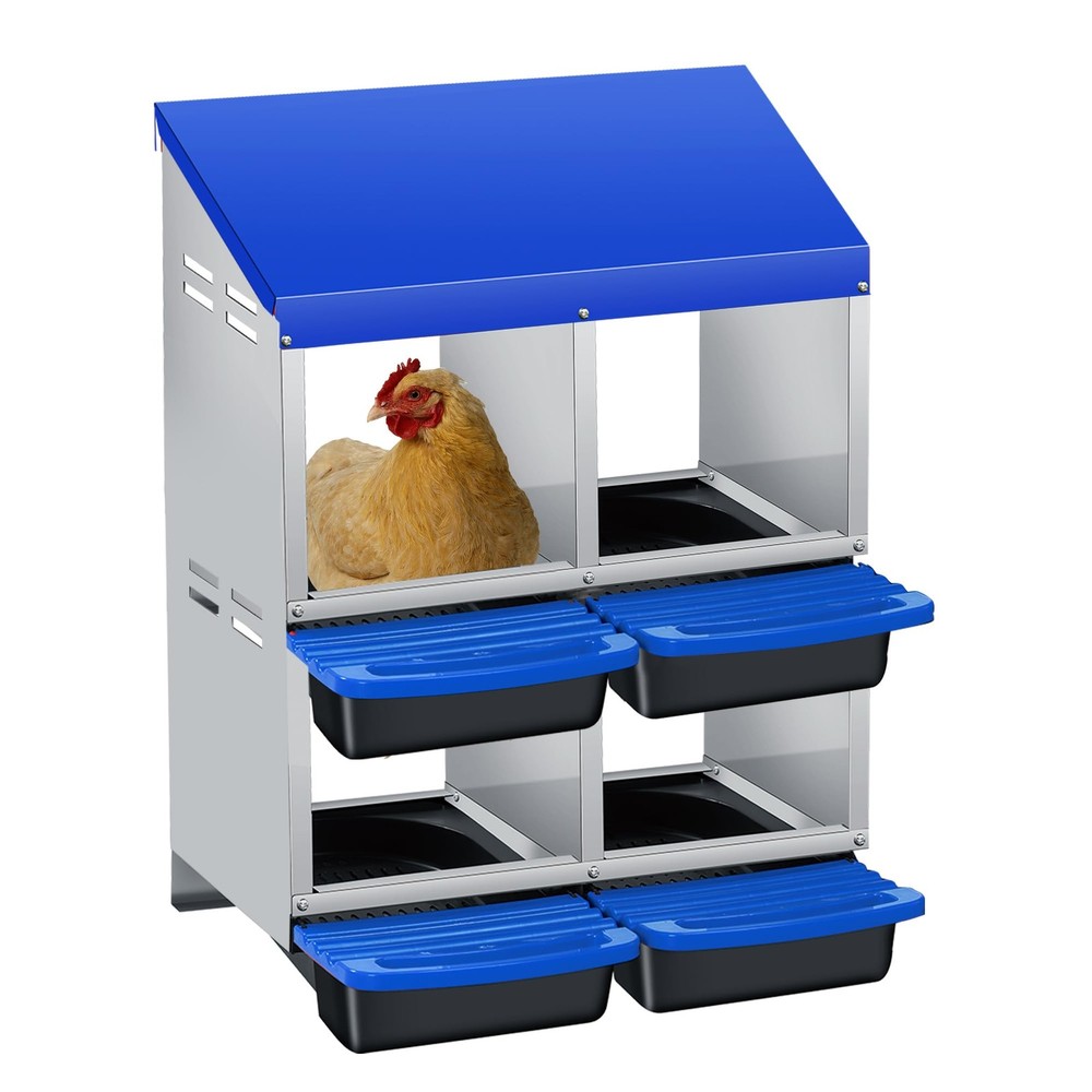 Chicken Nesting Box 4-Compartment Egg Laying Box Heavy-Duty Easy Egg Collection