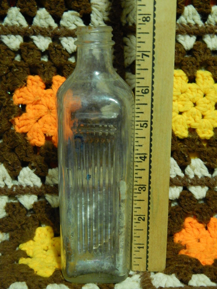 Vintage 'Old Witch' Embossed 2 Sides Indented/Ribbed 7.5'' Bottle Empty
