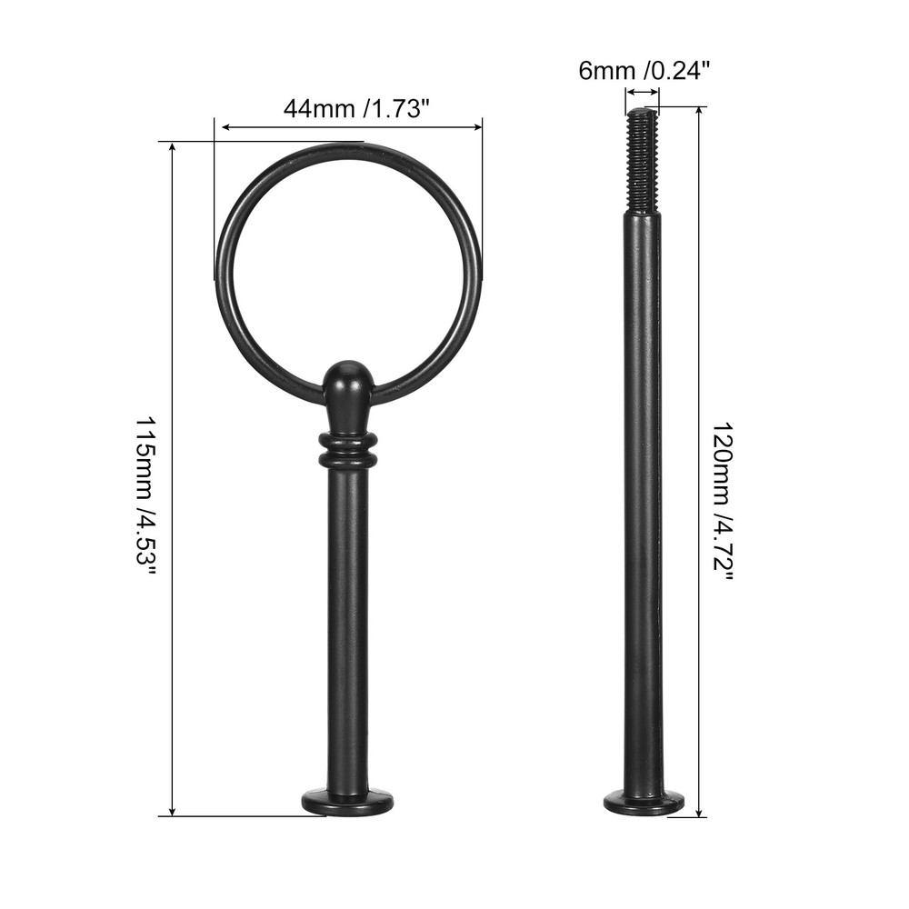 6 Set Cake Tray Stand Handle Plate Hardware Fitting 3-Tiers Round Black