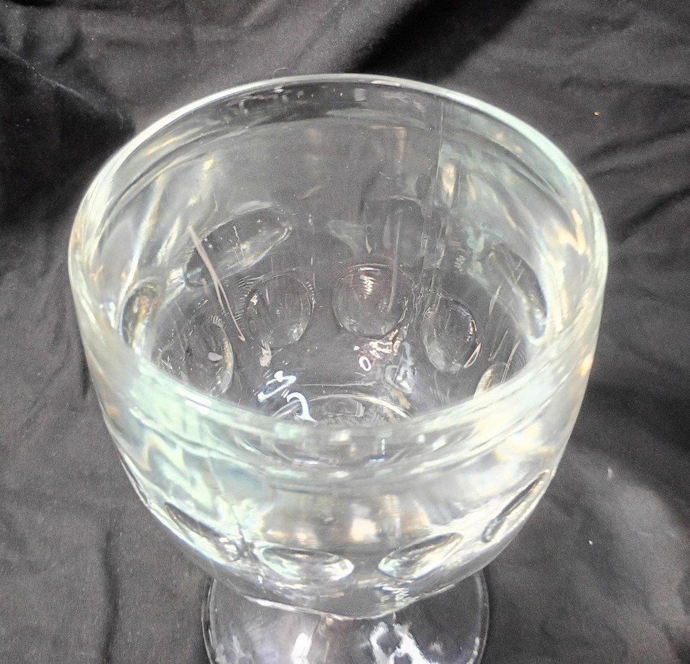 Heavy Clear Glass Thumbprint Goblet