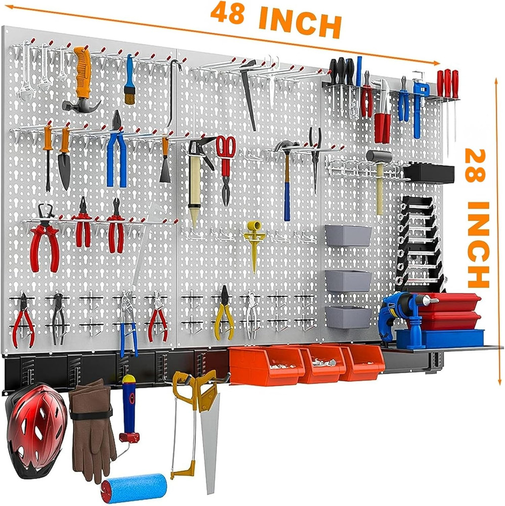 109Pcs Wall Organizer Utility Storage Kit with Toolboard Hooks & Accessories, 4