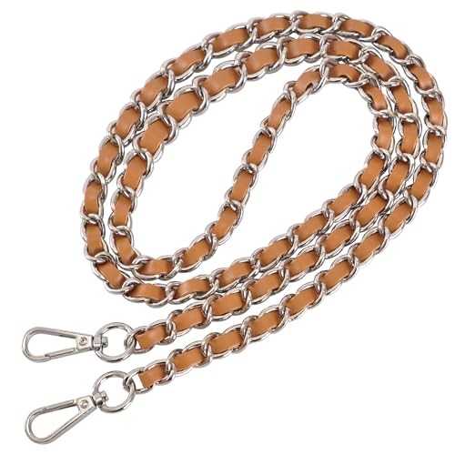 Purse Chain Strap with Tassel - Microfiber Leather - Brown-silver Metal