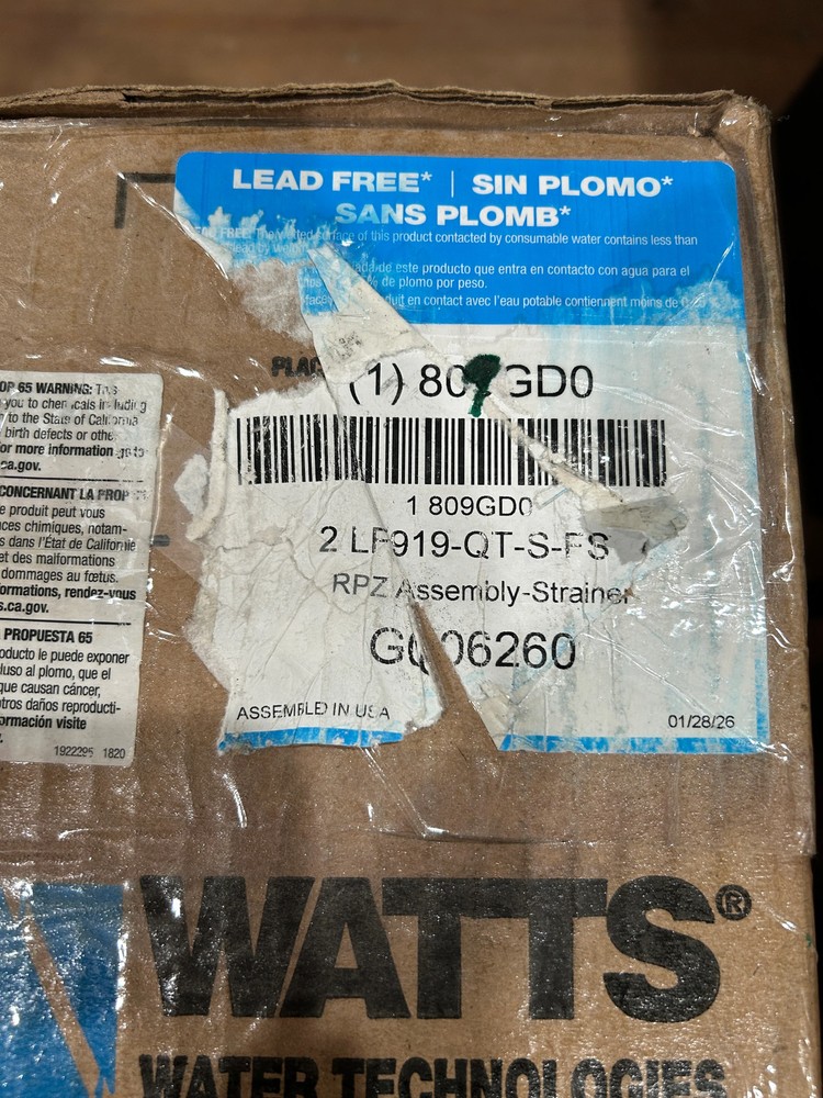 Watts 2LF919-QT-S-FS 2" FNPT 175 PSI 200 GPM Reduced Pressure Zone Assembly