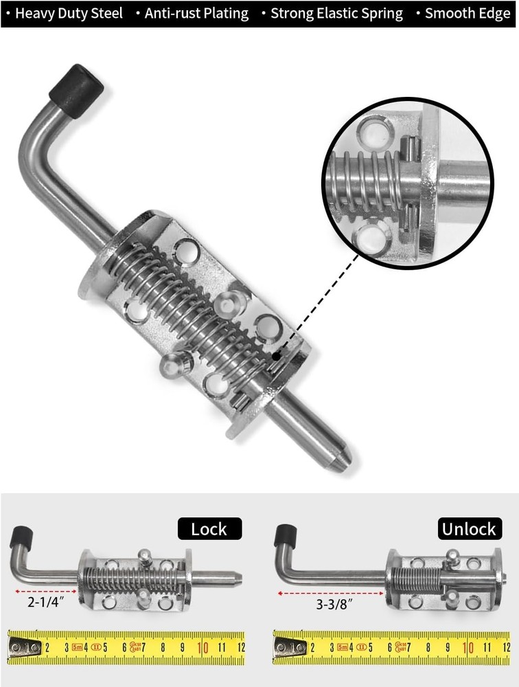 Flexible Spring Latch Pin Lock - Stainless Steel