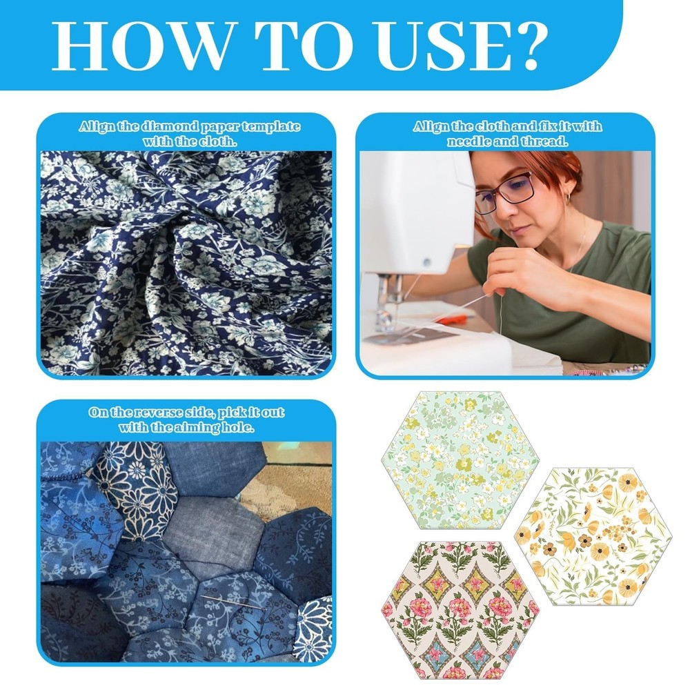 2000 PCS Piecing 1", Hexagon Quilting Templates for DIY Patchwork Crafts and ...
