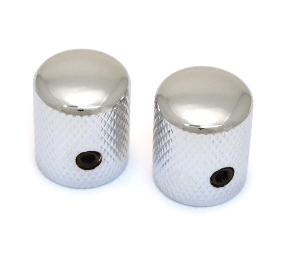 (2) Chrome Tall Dome Guitar/Bass Knobs for Metric 6mm Split Shaft MK-TDM-C