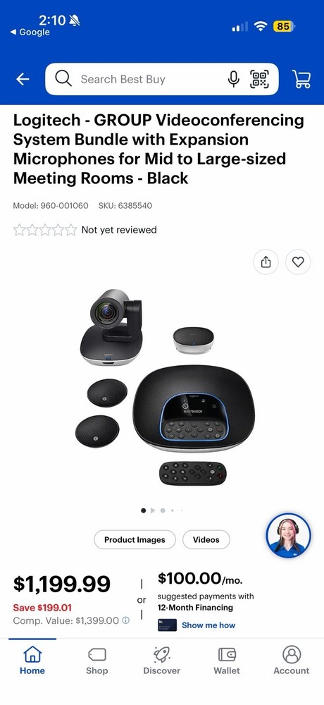 Logitech GROUP Video Conferencing System with Expansion Microphones, HD Video