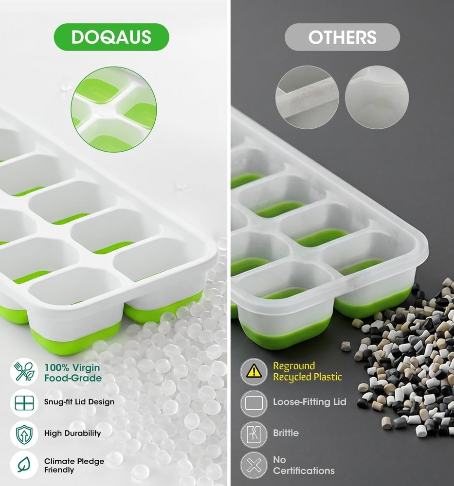 Space-Saving 4-Pack Silicone Ice Cube Trays - Easy Release & Odor-Free Design