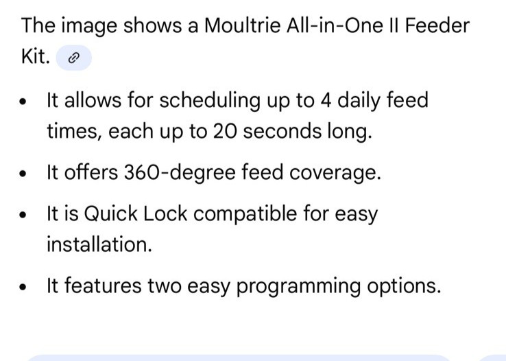Moultrie All-in-One II Deer Feeder Kit Bluetooth 2 Program options 4 feed times