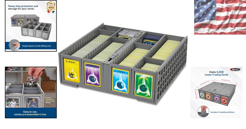 Storage Bin for Trading Cards - 3200 Capacity, Dustproof & Stackable
