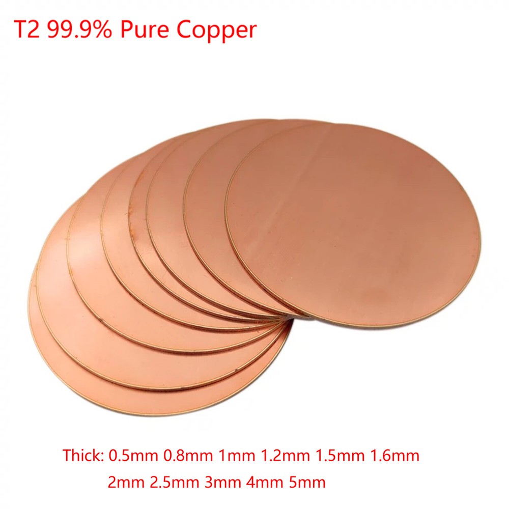 Round Copper Sheet Various Sizes,Various Thickness, T2 99.9% Pure Cu Solid Disc