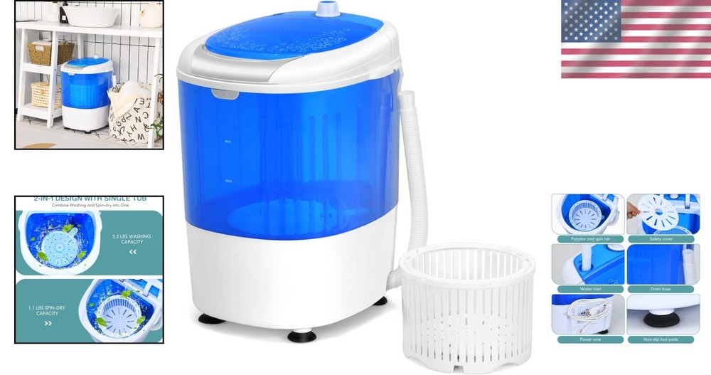 Mini Portable Washing Machine 5.5lbs Capacity=