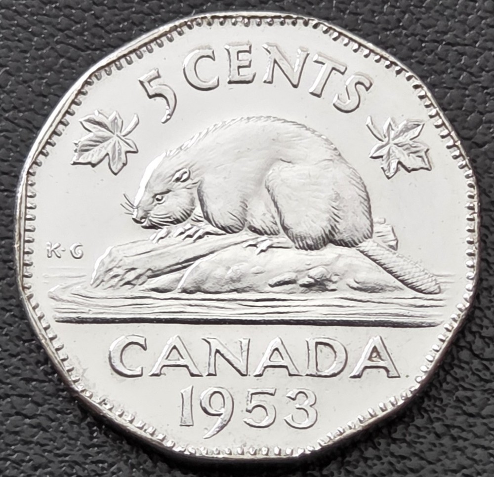1953 NSF Canada 5-Cent Nickel - Brilliant UNC Original Luster