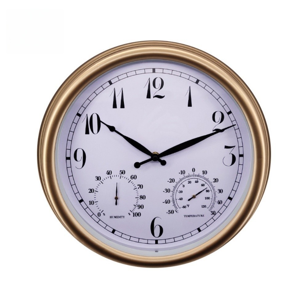 15 Inch Wall Clock Silent Operation Battery Powered with Temperature Humidity