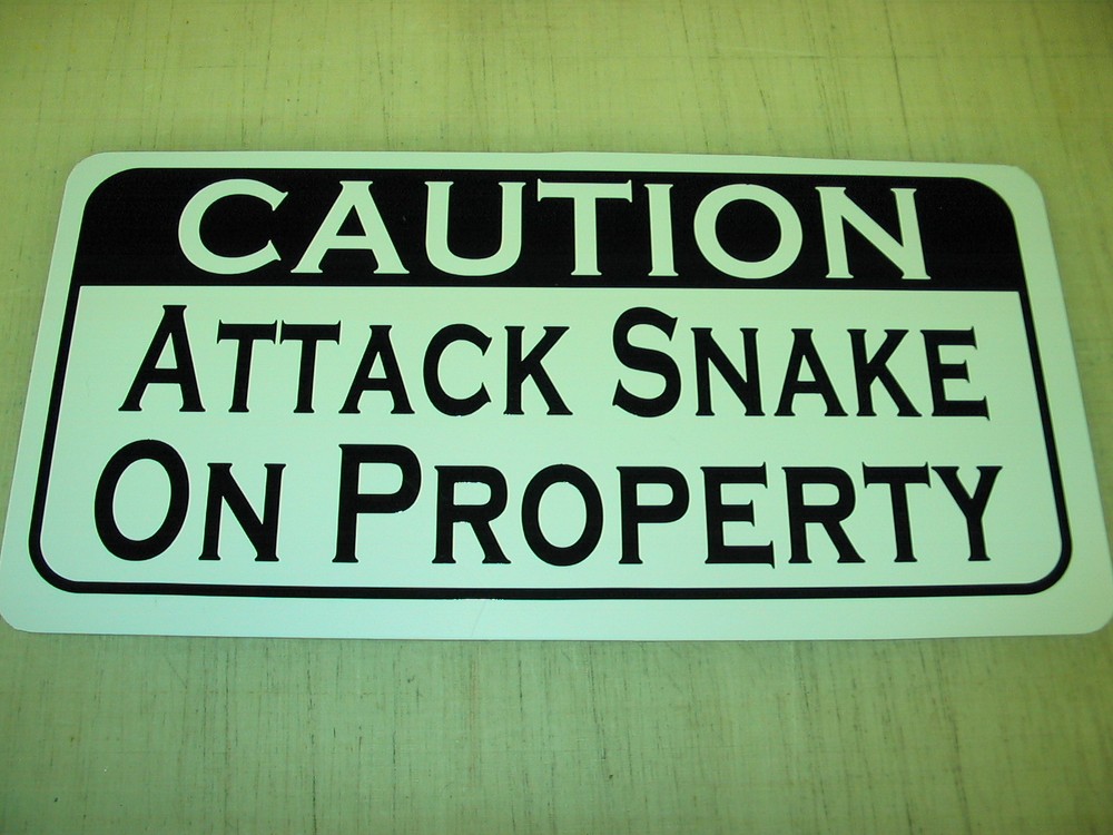 CAUTION ATTACK SNAKE Metal Sign 4 Pet Python Gopher King Rattle Corn Grass Water
