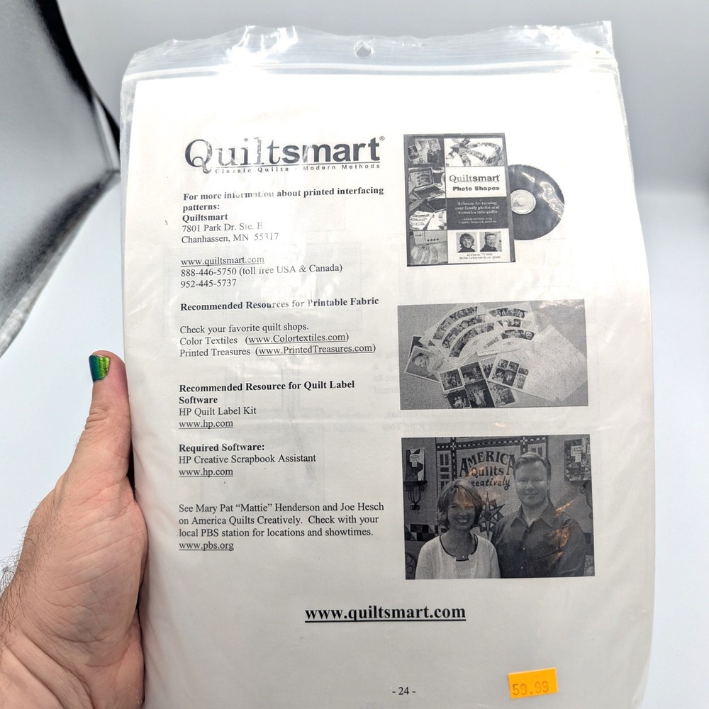 Quiltsmart Interfacing Software Family Photo Patterns Quilting Project PC Sealed