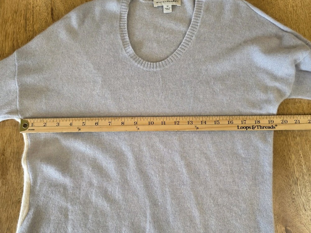 White + Warren Sweater Womens Medium Light Blue 100% Cashmere Pullover
