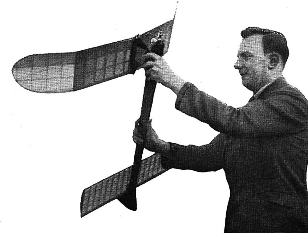 Model Airplane Plans (FF): Y-BAR 40" Contest Model for 1-1.5cc (1/2A) Engine