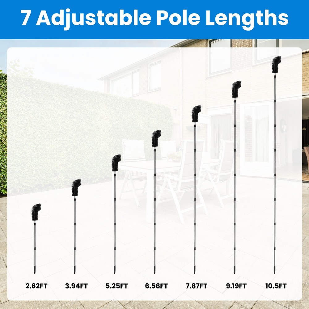 11.5FT Telescoping Gutter Cleaning Brush Tools Extendable Rain Gutter Cleaner