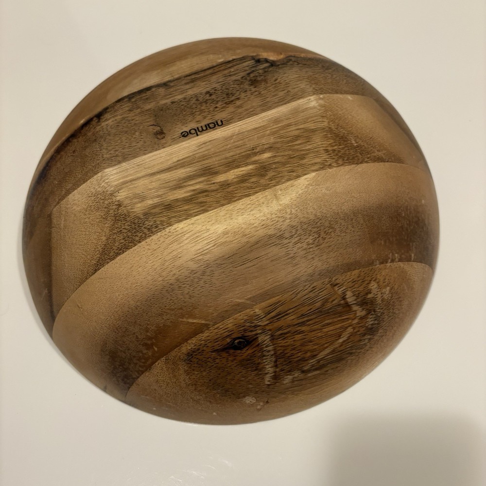 Nambe Eclipse Nut Cracker Bowl Wood (No Nutcracker) 3 Section