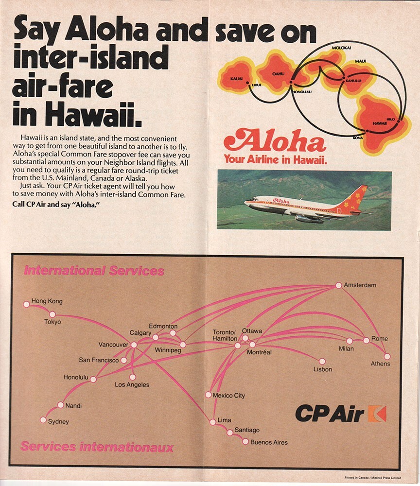 CP Air timetable 1977/12/01