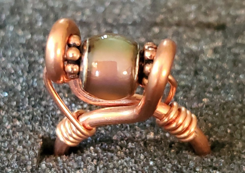 Emo beads mood ring copper paleo style size 5