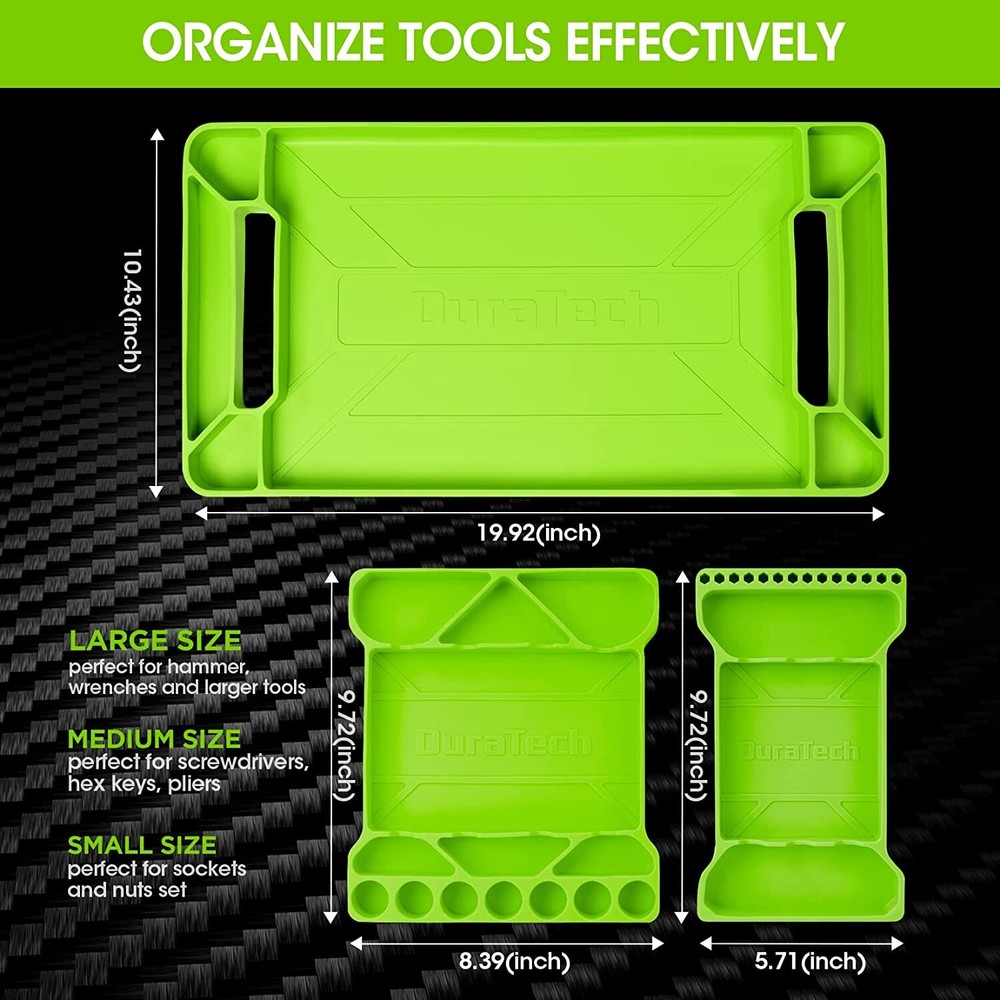 DURATECH 3PC Flexible Tool Tray Silicone Tool Holder for Automotive Tool Storage