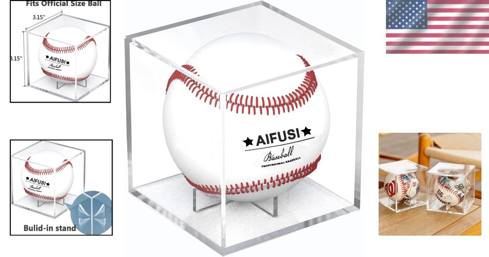 Stackable 2 Pack Baseball Display Cases - UV Protection for Autographed Balls